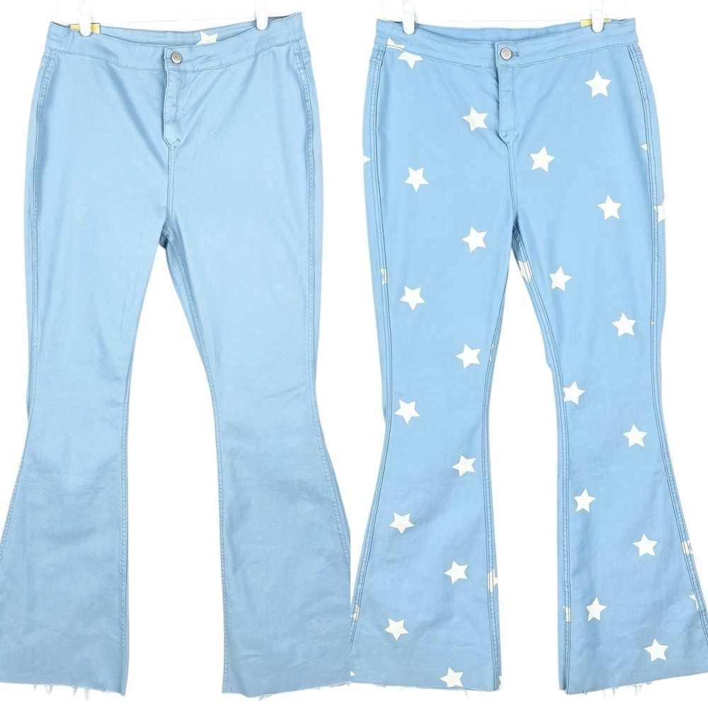 Rock & Roll Women's Reversible Star Bargain Flare Stretch Blue Jeans 34x34 NWT